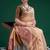 Peach handwoven saree with artistic floral patchwork pallu