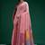 Pink handwoven saree with artistic floral patchwork pallu