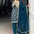 Awesome Teal Blue Printed Rayon Wedding Wear Pant Suit