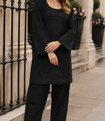 Black embroidery and thread work cotton salwar suit