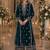 Teal embroidered velvet salwar suit