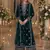 Teal embroidered velvet salwar suit