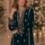 Teal embroidered velvet salwar suit