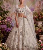 Fascinating White Sequin Net Traditional Lehenga Choli With Dupatta