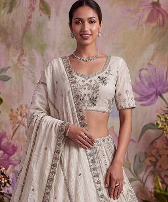 Fascinating White Sequin Net Traditional Lehenga Choli With Dupatta 2