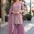 Pink embroidered faux georgette sharara suit