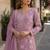 Pink embroidered faux georgette sharara suit