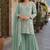 Green embroidered faux georgette sharara suit