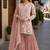 Peach embroidered faux georgette sharara suit