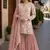 Peach embroidered faux georgette sharara suit