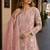Peach embroidered faux georgette sharara suit