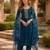 Teal blue silk embroidered viscose thread jari work salwar suit