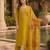 Yellow silk embroidered viscose thread jari work salwar suit