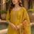 Yellow silk embroidered viscose thread jari work salwar suit