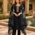 Black silk embroidered viscose thread jari work salwar suit
