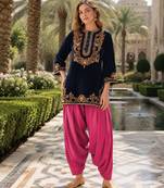 Black-red embroidery sequin & thread work velvet salwar suit