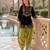 Mustard-black embroidery sequin & thread work velvet salwar suit