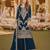 Teal chinon plazzo suit with codding dori & sequin work