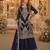 Navy blue chinon plazzo suit with codding dori & sequin work