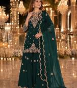 Green vichitra suit with embroidered viscose thread jari & sequin work