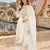 White cotton suit with embroidery viscose multi thread work