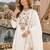 White cotton suit with embroidery viscose multi thread work