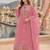 Pink cotton suit with embroidery viscose multi thread work