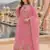 Pink cotton suit with embroidery viscose multi thread work
