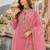 Pink cotton suit with embroidery viscose multi thread work