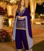 Purple silk farshi salwar suit with codding dori & sequin work
