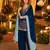 Navy blue silk farshi salwar suit with codding dori & sequin work