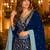 Navy blue silk farshi salwar suit with codding dori & sequin work