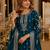 Teal heavy vichitra silk suit with sequin & multi work