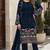 Blue embroidered faux georgette sharara suit