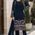 Blue embroidered faux georgette sharara suit
