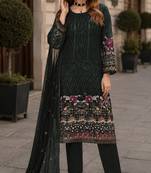 Green embroidered faux georgette sharara suit