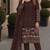 Coffee embroidered faux georgette sharara suit