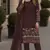 Coffee embroidered faux georgette sharara suit
