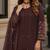 Coffee embroidered faux georgette sharara suit