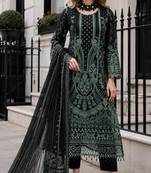 Black georgette suit with embroidered & multi thread zarkan work