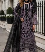 Black georgette suit with embroidered & multi thread zarkan work