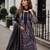 Black georgette suit with embroidered & multi thread zarkan work