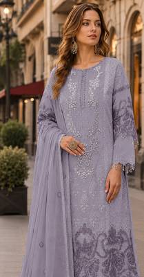Lavender organza suit with embroidery & sequin work 2