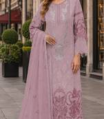 Purple organza suit with embroidery & sequin work