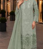 Light green organza suit with embroidery & sequin work