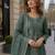D green organza suit with thread embroidery & sequin work
