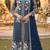 Navy chiffon suit with thread embroidery & sequin work
