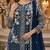 Navy chiffon suit with thread embroidery & sequin work