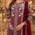 Maroon chiffon suit with thread embroidery & sequin work