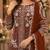 Brown chiffon suit with thread embroidery & sequin work